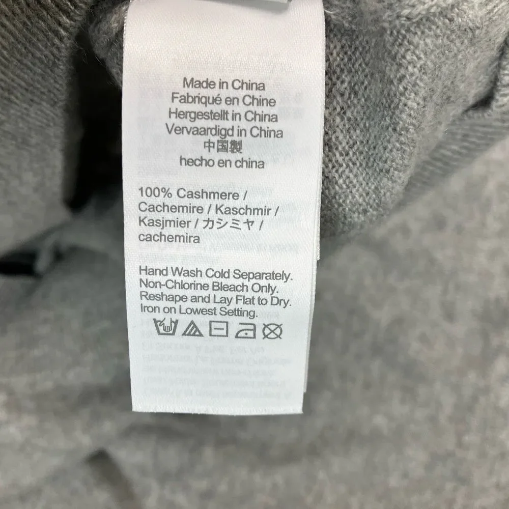 J Crew Cashmere Hoodie Mens L Gray Waffle Knit Minimalist Luxury Sweater BC474